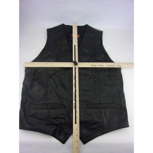Cripple Creek Men's Black Genuine Leather Vest Western Button Front Large - Picture 3 of 5